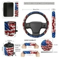 thumbnail image 3 of Jeiento 15 Pieces Car Seat Cover Set American Flag with Steering Wheel Cover Seatbelt Trash Can Cup Coasters Key Chain Air Vent Phone Holder Rear View Mirror Cover Auto Interior Accessories, 3 of 6