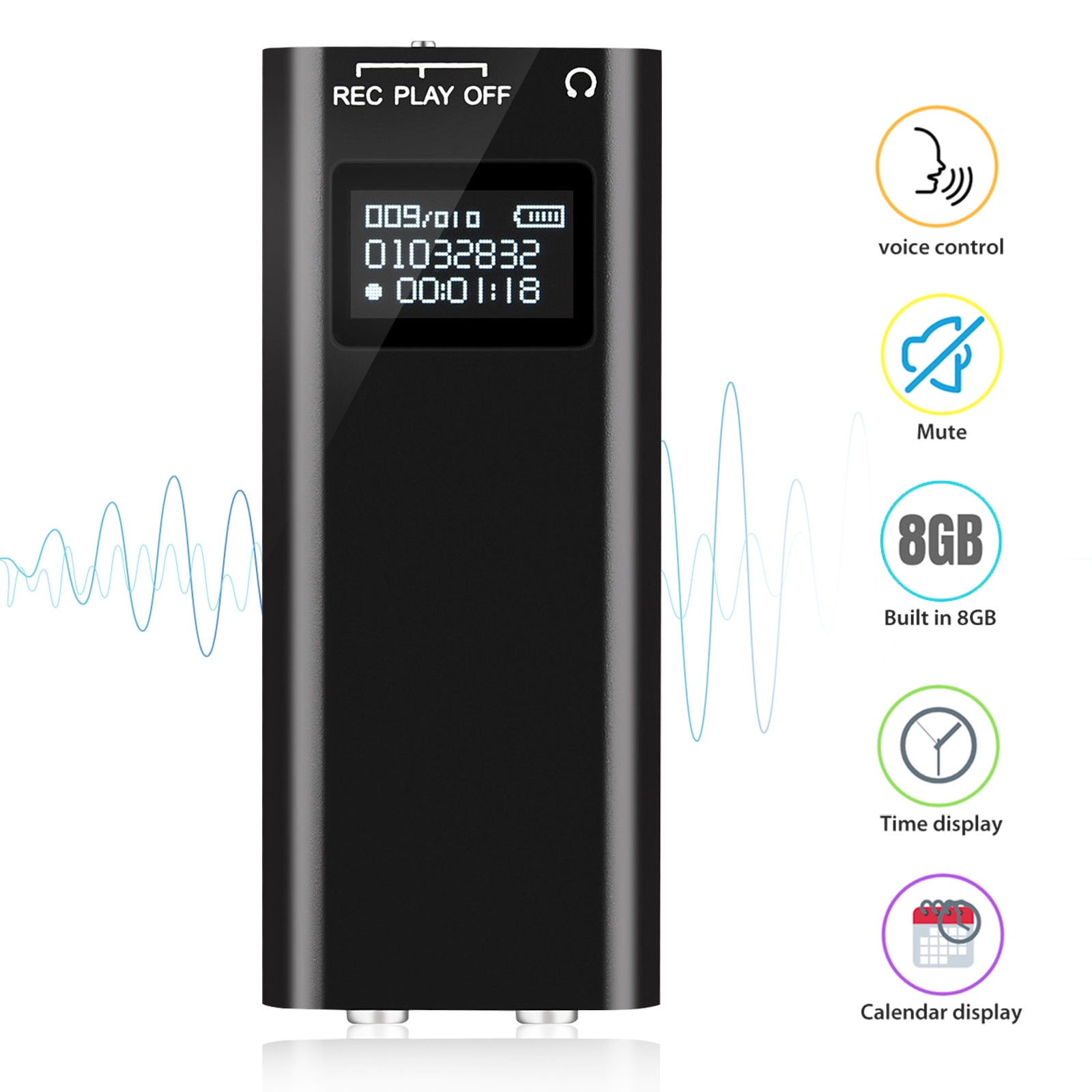 8GB Digital Voice Recorder, EEEkit Voice Activated Recorder with Playback, USB Rechargeable, Noise Cancelling, Upgraded Small Tape Recorder for Lectures, Meetings, Interviews