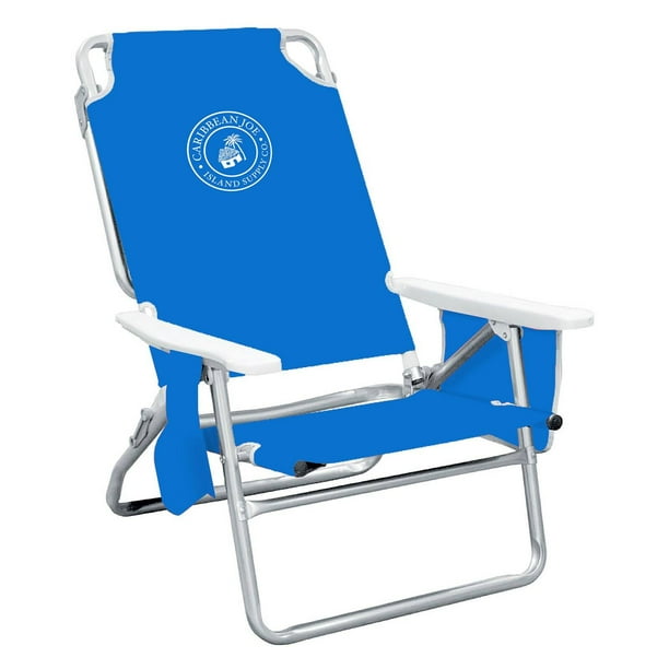 Caribbean Joe Deluxe Folding Aluminum Beach Chair Blue