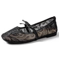 thumbnail image 7 of Rokment Women's Mesh Embroidered Ballet Flats Comfortable Walking Shoes Bowknot Square Closed Toe Ballerina Low Heel Bridal Lace Floral Bow Dress Slip on Loafers Summer Fall Casual Black Size 6, 7 of 7