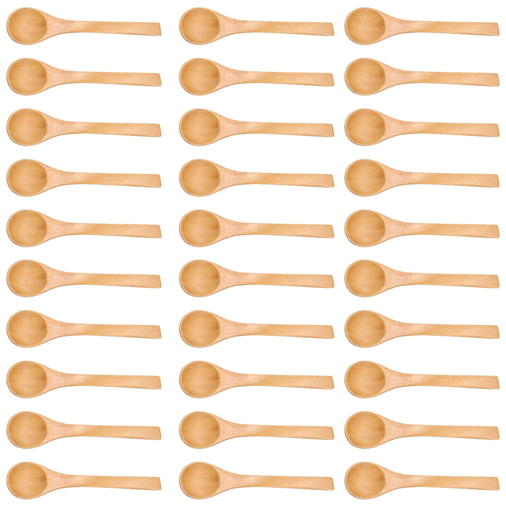 LYUMO 30Pcs Children Spoon, Mini Natural Wooden Children Spoon Kitchen