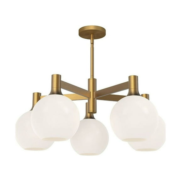 CH506129AGOP-Alora Lighting-Castilla - 5 Light Chandelier-12.63 Inches Tall and 29.5 Inches Wide-Aged Gold Finish-Matte Opal Glass Color