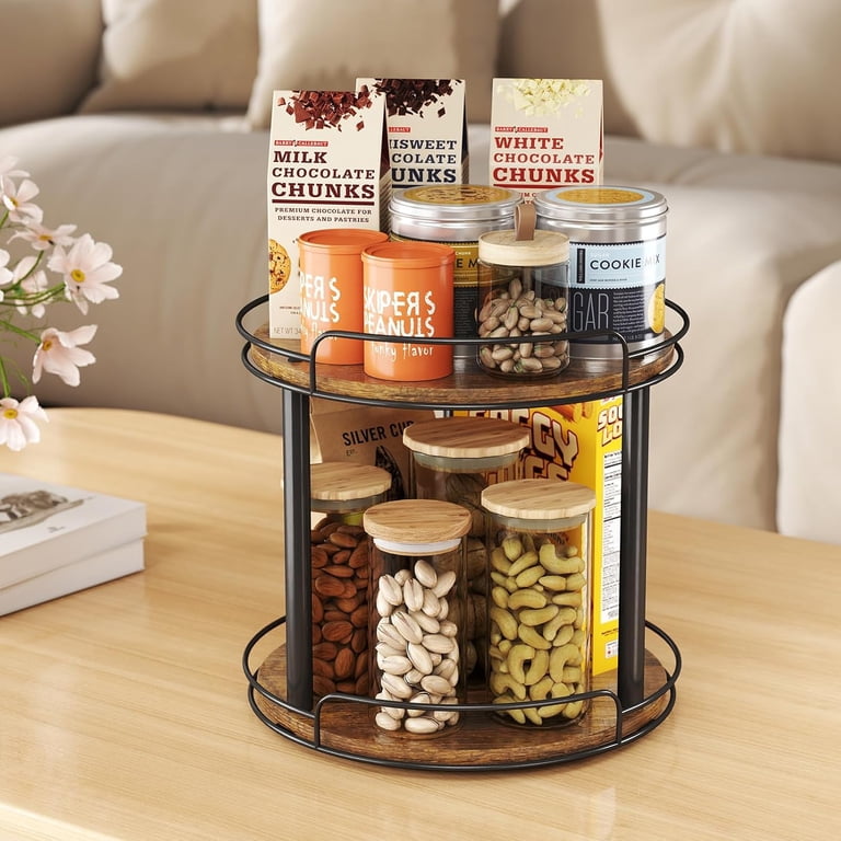 LAMU 12.2-Inch 2-Tier Wood Lazy Susan photo 6