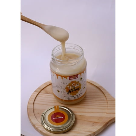 Aged Honey - Arashan White Honey Raw Unfiltered Honey, Organic (15.87 Oz)| Wildflower/Clover Honey From The Mountains Of Heaven (Tien Shan, KGZ) | Natural, Wild Honey From Bees | Anti-Aging, KOSHER-CERTIFIED
