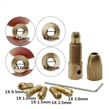 

BAETEUY 7Pcs Brass Micro Twist DIY Hobby Model Tool Mini Metal Chuck Drill Collet Set