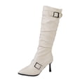 thumbnail image 2 of Knee High Boots for Women Wide Calf Slouchy Tall Boot Kitten High Pointed Toe Side Zipper Winter Fashion, 2 of 8