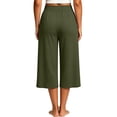 thumbnail image 7 of Ltctricy Wide Leg Capri Pants for Women Loose Fit Drawstring Lounge Pants with Pockets Comfy Casual Yoga Pants(Army Green,X-Large), 7 of 7
