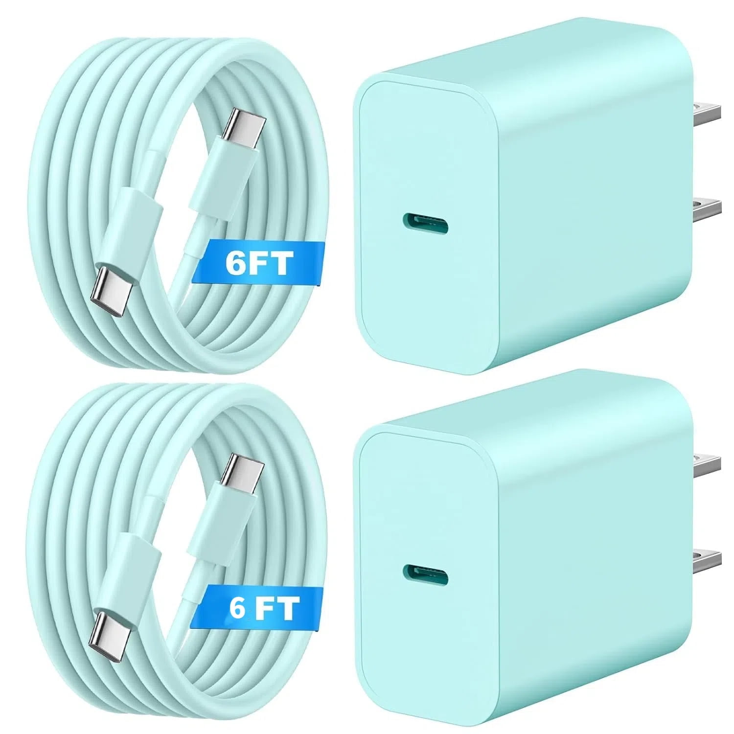 Charger for iPhone 17 16 15 Charger Fast Charging,2 Pack 20W USB C Charger Block with 6FT Type C Cable Compatible with iPhone 17/17 Pro/17 Air/17 Pro Max/Air/16/15,iPad Pro, Air M3/M2/5/4,Green