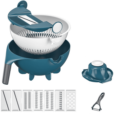 

New Multifunctional Vegetable Cutter with Drain Basket Magic Rotate Vegetable Slicer Mandoline Slicer Cutter Chopper and Grater Kitchen Tool Veggie Cheese Shredder Grater Set