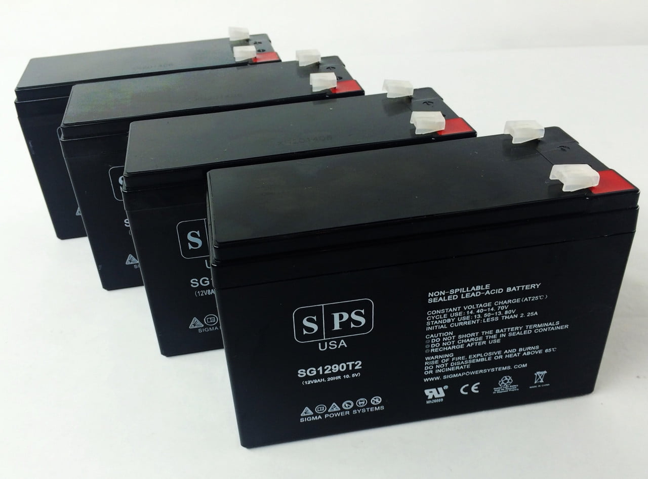 SPS Brand 12V 9Ah Replacement Battery (SG1290T2) for O2COOL NEW 10" Fan (Terminal T2) (4 Pack)