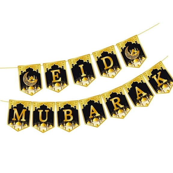 CIYISON Eid Mubarak Banners Moon Hanging Swirls Ramadans Mubarak Hanging Ceiling Decors