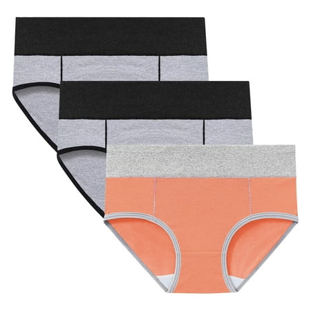 ATOYSOY Women s Plus Size Hip Lifting Cotton Panties  3 Pack Multipack Shapewear Control Briefs Clearance Solid Panty Classic Briefs Girls Comfy Stretchy Underpants Orange XXXXXL