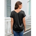 thumbnail image 4 of Zeagoo Women's Satin Short Sleeve Blouse V Neck Elegant Casual Dressy Tops Lightweight Soft Silk Shirt for Business Office Summer Daily Wear, 4 of 7
