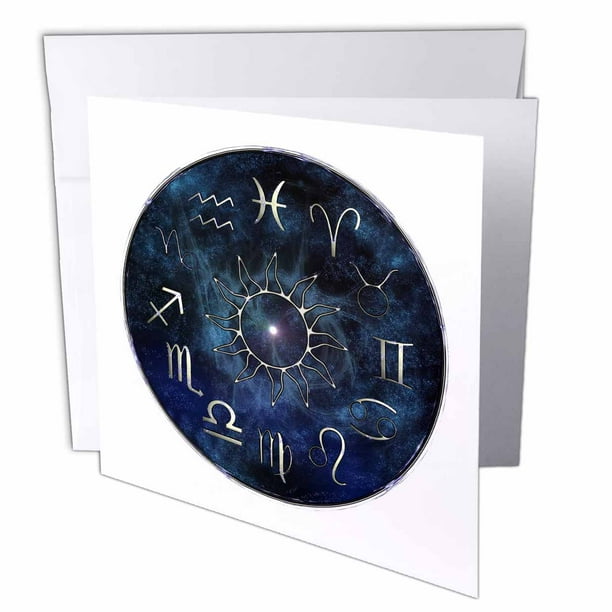 Zodiac chart of astrology symbols from western astrology. 12 Greeting