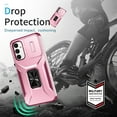 thumbnail image 3 of Heavy Duty Case for Samsung Galaxy A16 5G/4G, Military Grade Dual Layer Hybrid Rubber Bumper with Sliding Camera Cover, Built-in 360 Degree Swivel Stand Car Magnetic for Galaxy A16 5G/4G - Pink, 3 of 8