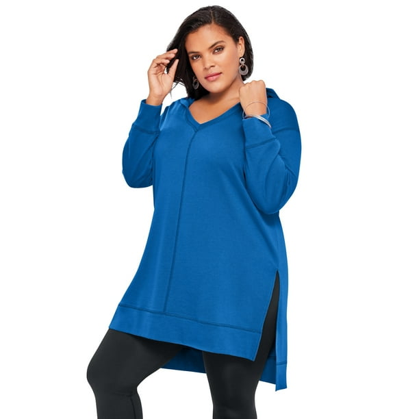 Roaman's Women's Size Tunic Hoodie - 34/36, Vivid Blue - Walmart.com