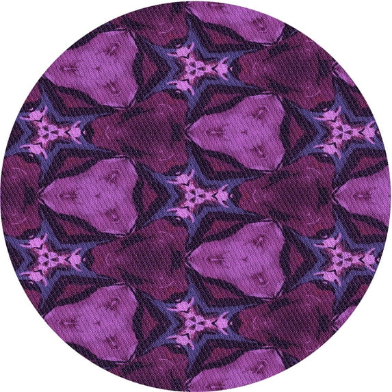 Ahgly Company Machine Washable Indoor Round Transitional Dark Orchid Purple Area Rugs, 5' Round