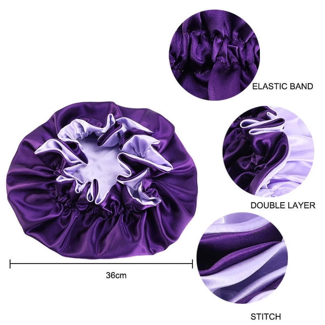 Set de 3 gorros de satén para cabello rizado reversibles