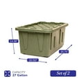 thumbnail image 2 of 27-Gallon Storage Tote with Flip Lid, Heavy Duty Storage Bin with Snap-on Lid for Garage, Workshop, Home, Kitchen, Office, Indoor, Green, 2 Pack, 2 of 5