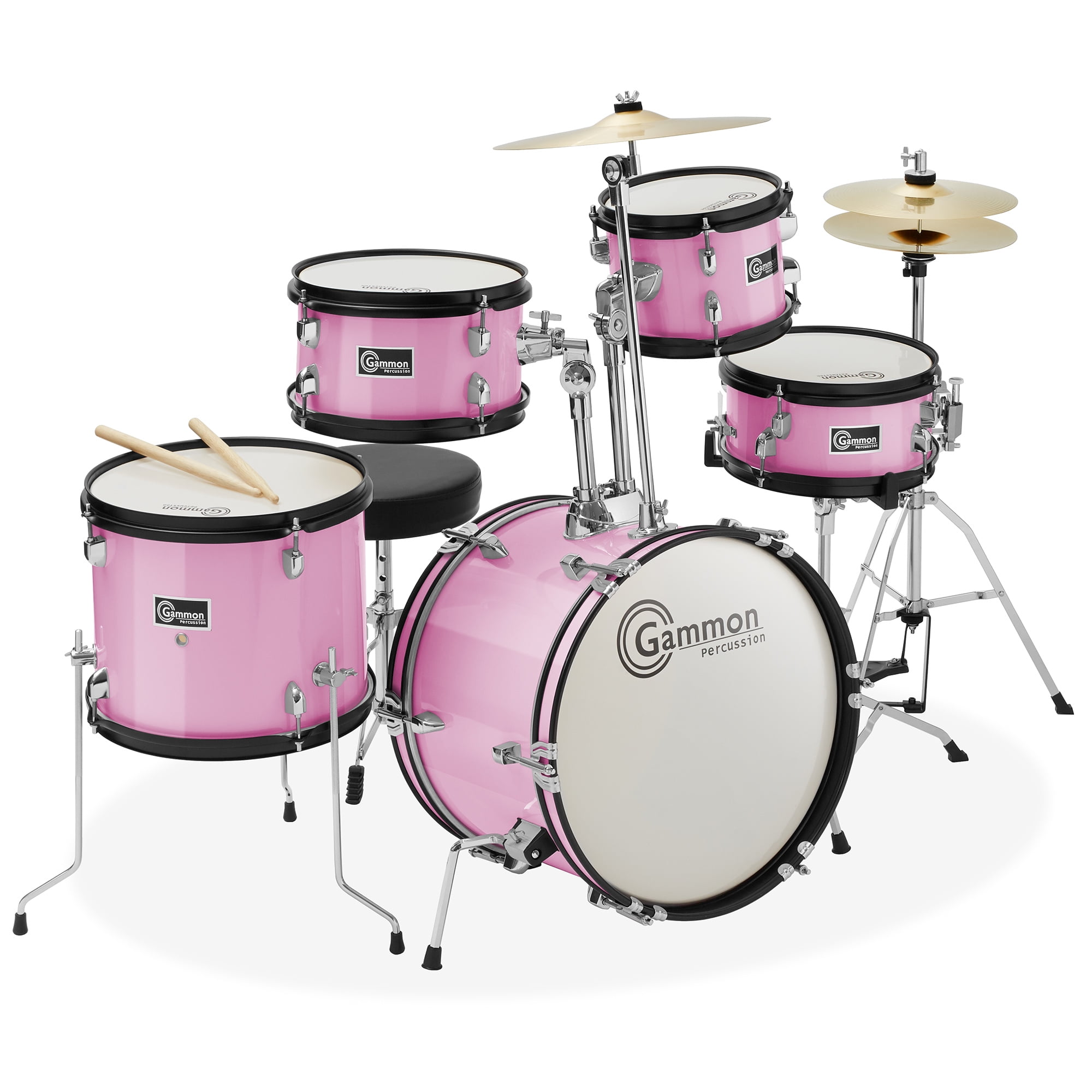 Gammon Percussion 5pc Junior Drum Set Beginner Kit with Stool