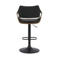thumbnail image 5 of Armen Living Indoor Aspen Adjustable Swivel Black Faux Leather and Walnut Wood Bar Stool with Black Base, 5 of 10
