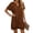 Khaki, variant on Womens Summer Dresses Eyelet V Neck Short Sleeve Front Knot Lightweight Casual Loose Breathable Homewear Mini Dress