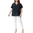 thumbnail image 2 of Agnes Orinda Women's Plus Size Tops Swiss Dots Short Sleeve Notched Neck Spring Summer Blouses 5X Navy Blue, 2 of 8