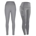 thumbnail image 7 of HKYNLAG Women's High Waisted Yoga Pants with Side Pockets Tummy Control Workout Leggings for Gym Running Light Gray L, 7 of 7