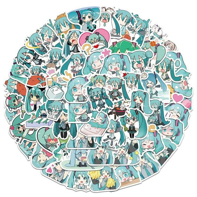 Pegatinas Hatsune Miku Anime, paquete de 65 unidades, dibujos animados decorativos