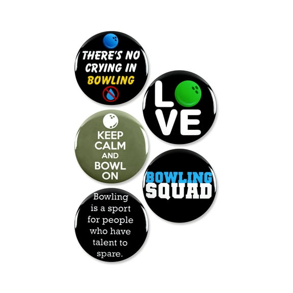5 Pack - Bowling Squad Pinback Button Badges - 2.25 Inch