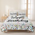 thumbnail image 3 of King Quilt Set 96''x106'', White Birthday Lightweight Bedspread Coverlet with 2 Pillow Shams, Colorful Confetti Ribbons Polka Dots Classroom Breathable All Season Quilt Bedding for Bedroom/Guest Room, 3 of 9