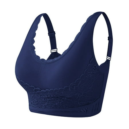XFLWAM Bra Comfy Corset Bra Front Cross Side Buckle Lace Bras for Older Women Full Coverage Yoga Sports T-Shirt Bra