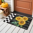 thumbnail image 4 of Summer Sunflowers Washable Area Rug 2 x 3 ft Yellow Floral Plants Retro Plaid Black White, Soft Non Slip Rugs Stain Repellent Indoor Felt Carpet for Living Dining Room Bedroom Home Office, 4 of 9