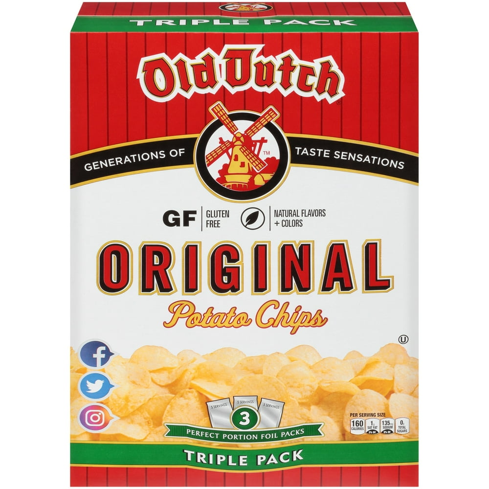 Old Dutch Original Potato Chips, 5 Oz., 3 Count