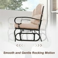thumbnail image 4 of Outdoor Glider Rocking Bench 2 Person Patio Loveseat Steel Frame Furniture Set for Patio, Garden, Yard, Porch with Resistant Cushions (Brown), 4 of 6