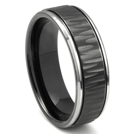Black Tungsten Carbide 8MM Hammer Finish Newport Wedding Band Ring Sz 10.0