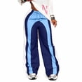 thumbnail image 2 of Dweltoz Baggy Sweat Pants Drawstring Waist Color Block Straight Leg Active Pants Athletic Loose Stretchy Y2k Joggers,Blue M, 2 of 7