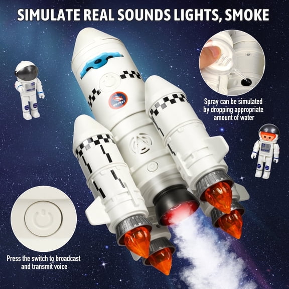 Freecat Space Rocket Toys, Rocket Ship Toys for 5-7 Years Kids Boys, 5-in-1 STEM Science Kit Boy Toys Ages 5 to 7, Christmas Birthday Gift for Toddlers Boys, Projection Lamp, Astronaut Toys Model