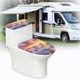 thumbnail image 6 of HELLHERO White Horse Pattern Adjustable Soft Fits All Toilet Shapes Polyester Bathroom Toilet Lid Cover Set Bathroom Home Dustproof Reusable U-Shaped 2-Piece, 6 of 8