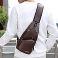 thumbnail image 5 of Leather Sling Bag Crossbody Backpack for Men Women, Travel Outdoor Camping Chest Bag with USB Port for Charging, Lightweight Leather Daypack for Hiking Daily Commute (Black), 5 of 6