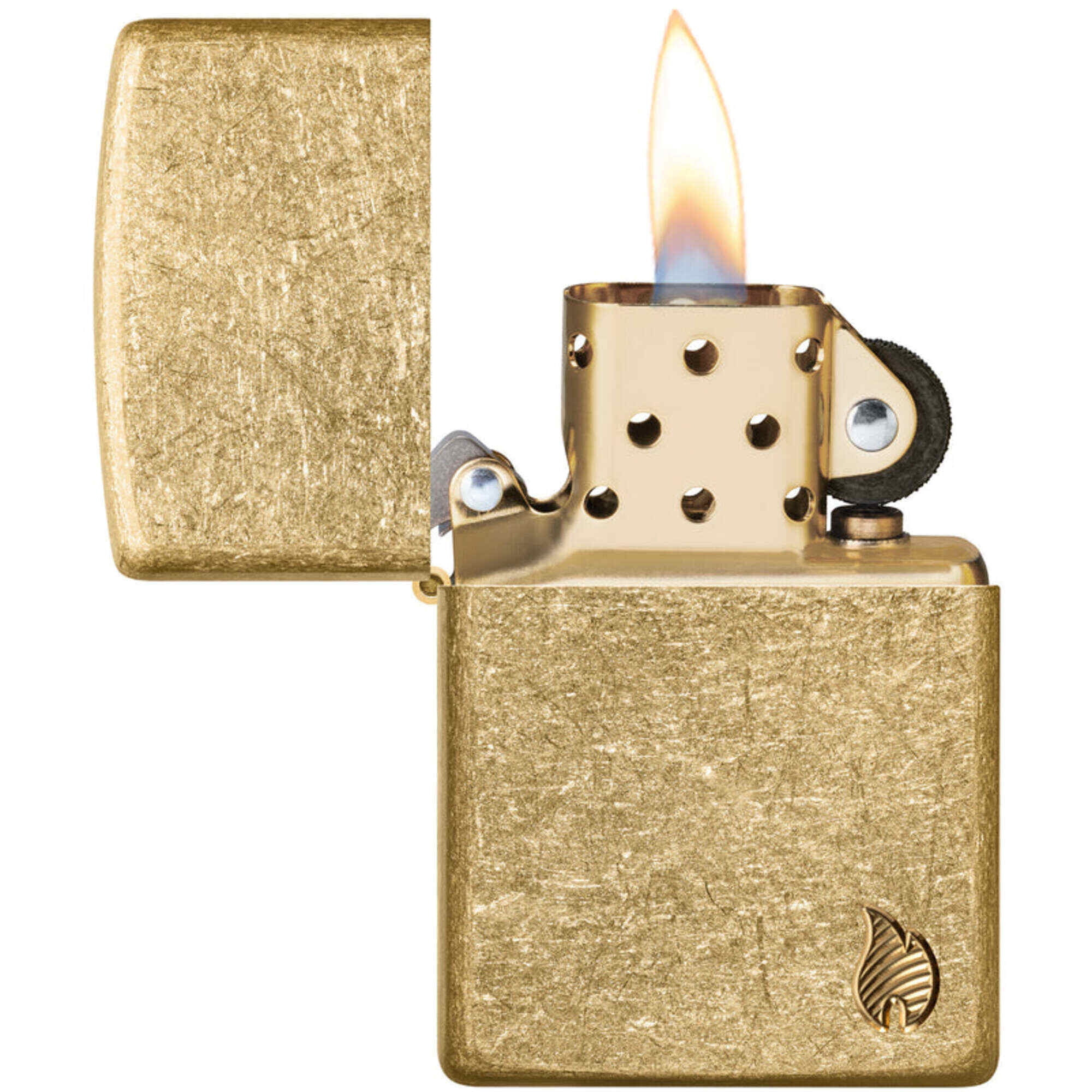 Zippo 46398 Armor Tumbled Brass Flame Design Pocket Lighter