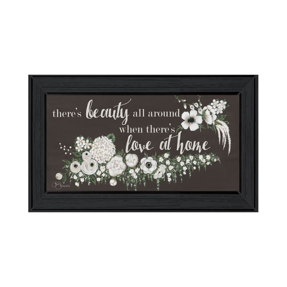 Trendy Decor 4U "Love At Home" Framed Wall Art, Modern Home Décor Black Framed Print for Living Room, Bedroom & Farmhouse Wall Decoration by Hollihocks Art 21"x12"