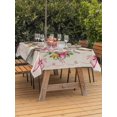 thumbnail image 4 of 60x84 Inch Outdoor Tablecloth with Umbrella Hole Zipper Rectangle Easter Bunny Rectangular Tablecloths Outside Waterproof Cute Rabbits Spring Daisy Flowers Retro Beige Patio Table Cover for Picnic, 4 of 8