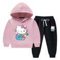 thumbnail image 3 of Hello Kitty suéter con capucha para niños + pantalones traje de otoño e invierno para niñas más ropa deportiva y de ocio cálida de terciopelo para niños, 3 of 5