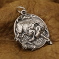 thumbnail image 4 of 925 Sterling Silver Embossed Bull Pendant Biker Punk Pendant TA339, 4 of 12