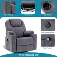 thumbnail image 7 of OUINCH Manual Swivel Glider Rocker Recliner Chair with Massage and Heat, 2 USB Ports, 2 Cup Holders, 2 Side Pockets and 2 Front Pockets, 7 of 7