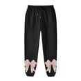 thumbnail image 3 of Fiaer Sweatpants Women Plus Size Baggy Trendy Pants Embroidered Bow Print High Waist Casual Loose Fit Comfy Trousers with Pocket Black XL, 3 of 3