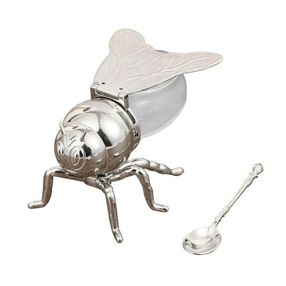 Tarro de miel con cuchara Strade Fareast Limited recipiente para azúcar condimentos aceite hogar festivo Cola de plata