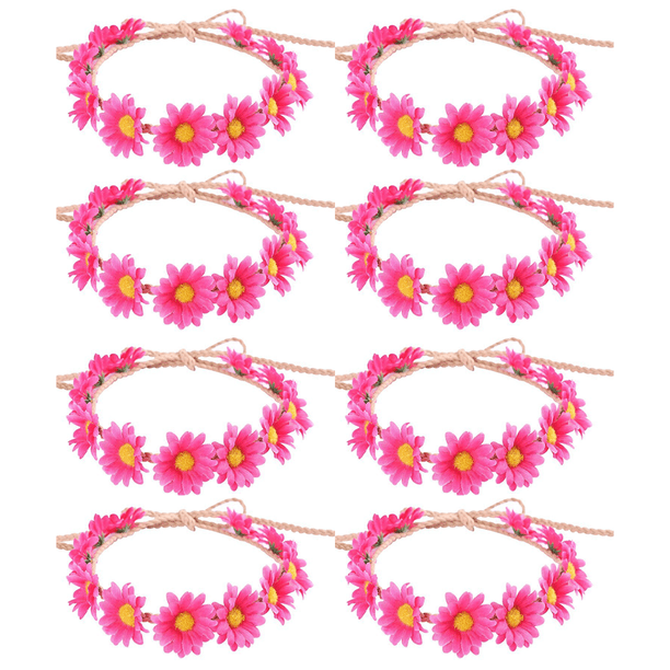Corona de girasoles para el cabello, diademas con flores de margaritas, diademas hippies, tocado floral ajustable para novia
