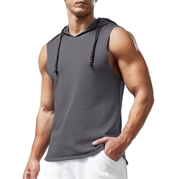 DagobertNiko Men's Hooded Tank Top Sleeveless Shirts Hoodies Lightweight Casual Gym Workout Shirts Cooling Muscle Tee Shirt